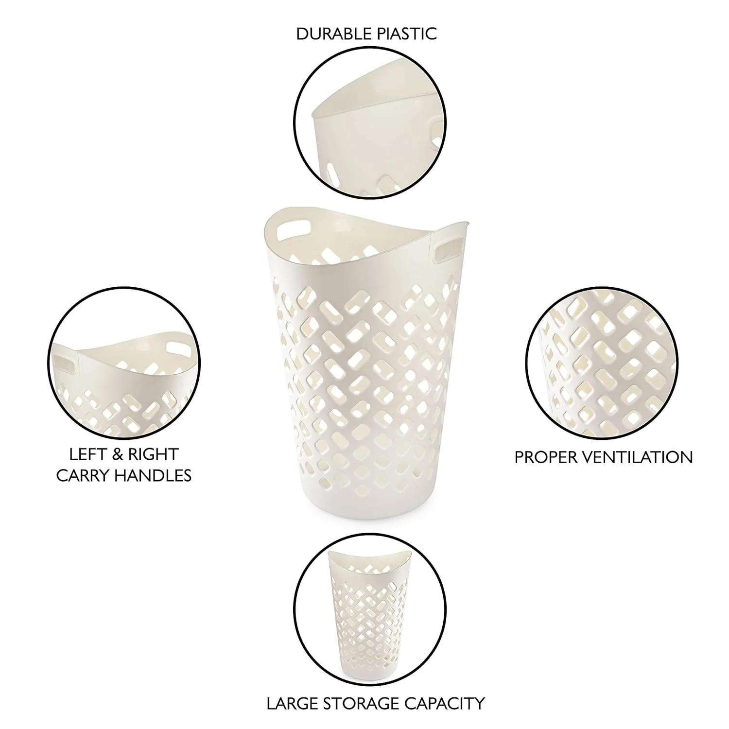 CELLO Flexi Multipurpose Plastic Laundry Basket 50 Ltrs | Lightweight and Portable | Storage Organizer | Convenient Handling | Useful For Storing Clothes, Toys, Books - Image 4