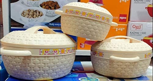 Cello Wicker Pack of 3 Serve Casserole Set  (1500 ml, 500 ml, 1000 ml)