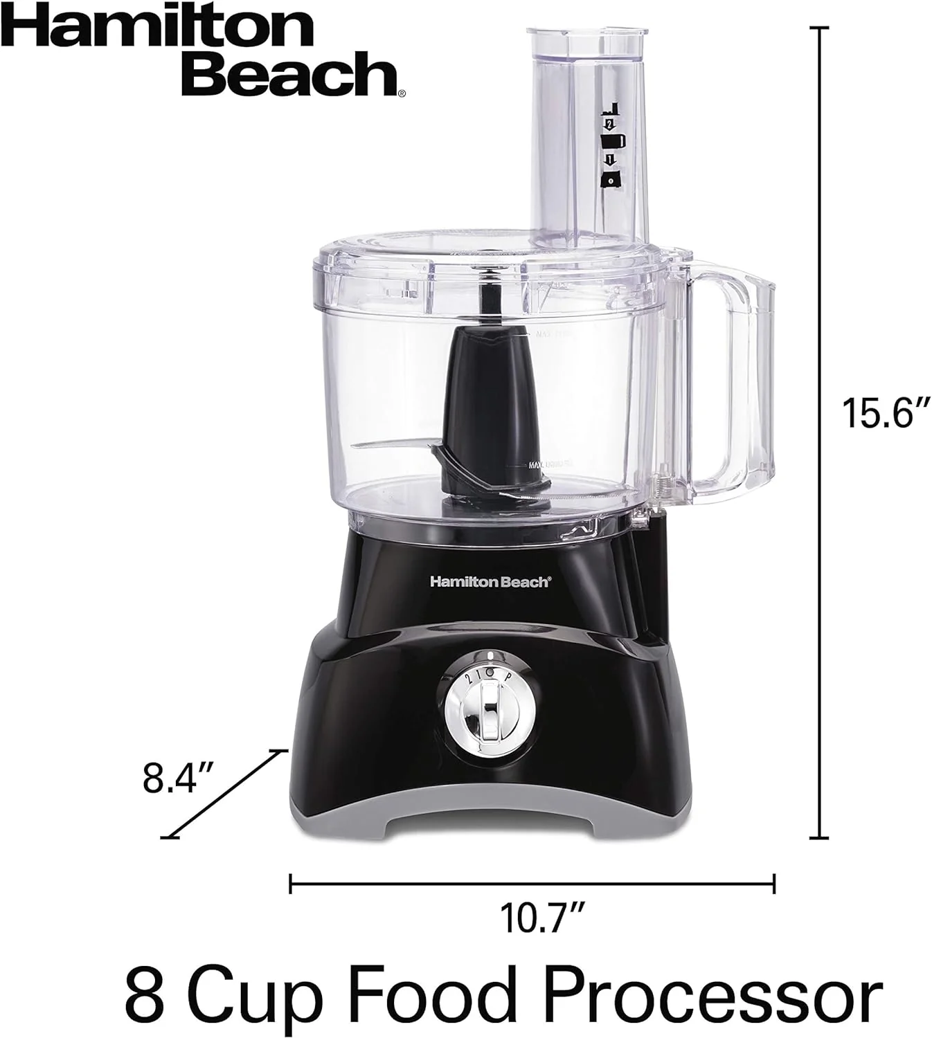 Hamilton Beach Food Processor & Vegetable Chopper for Slicing, Shredding, Mincing, and Puree, 8 Cup, Black - Image 4