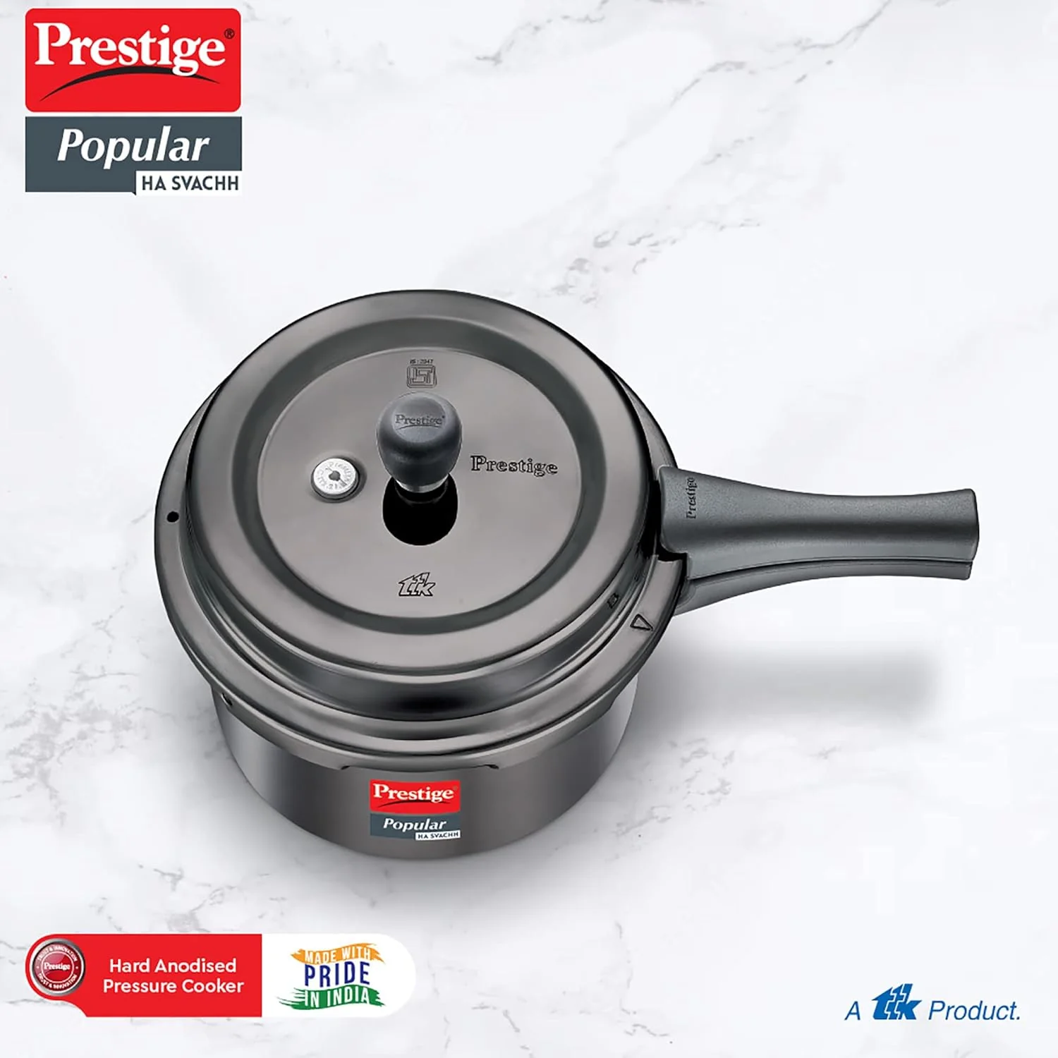 Prestige Popular Svachh Hard Anodized Pressure Cooker 3 Liter - Image 2