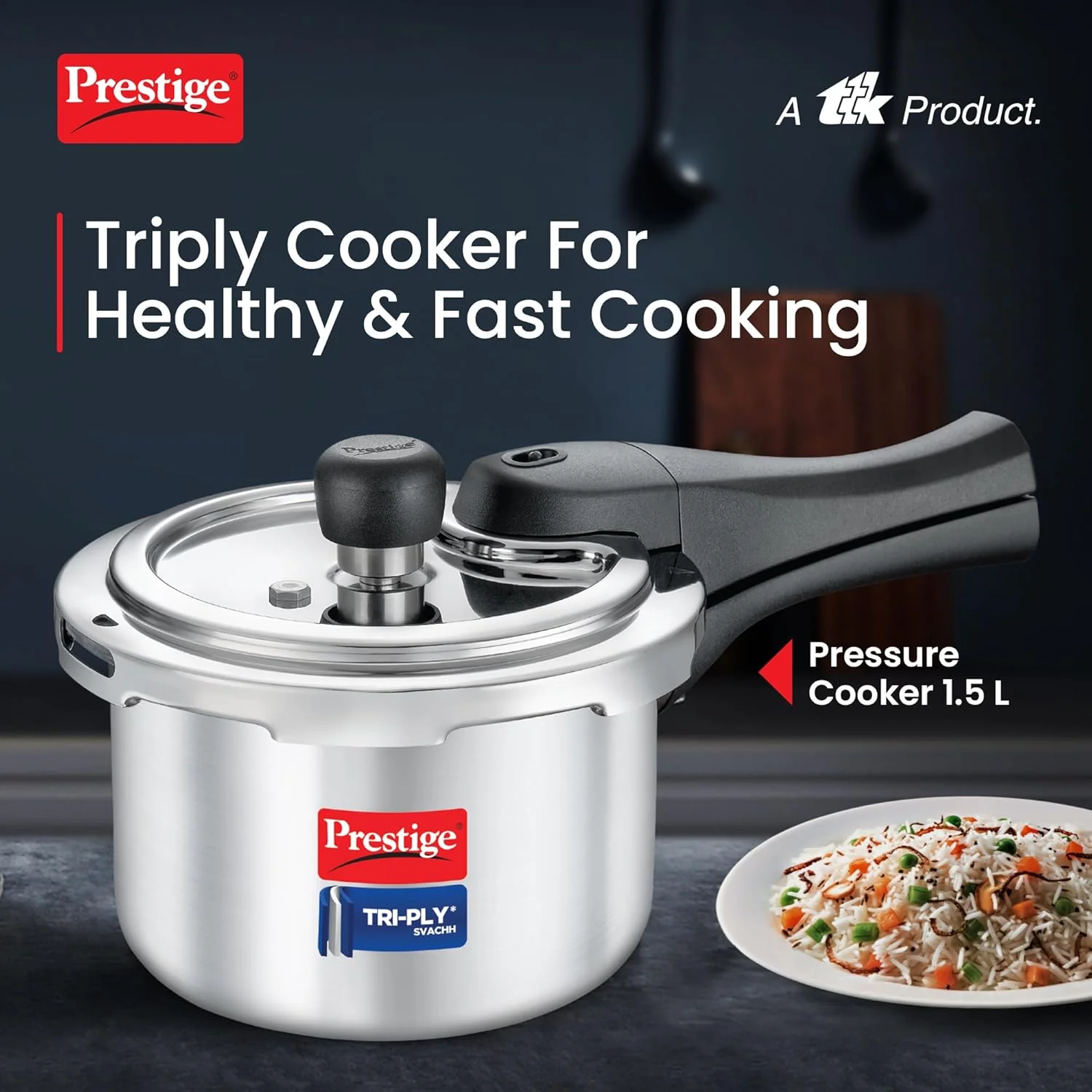 Prestige Svachh Triply Stainless Steel Pressure Cooker 1.5 Liter - Image 2