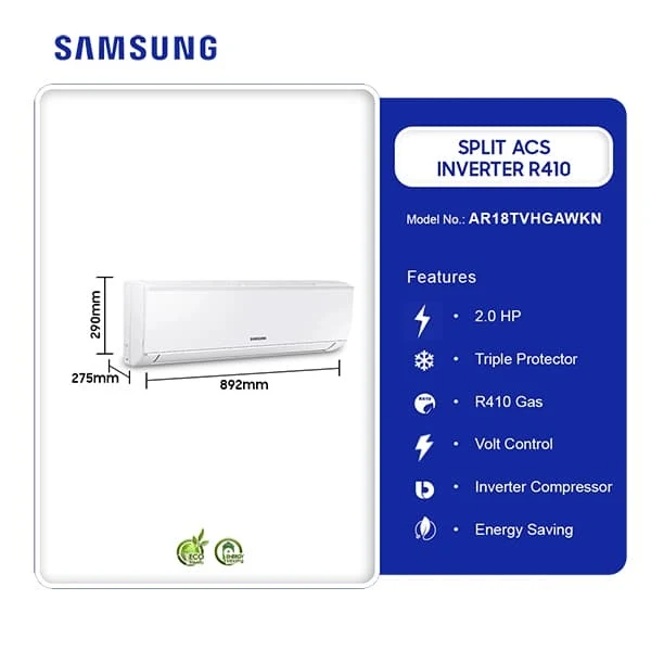 SAMSUNG AR18TVHGAWKN 2.0 HP Inverter AC R410 GAS 220 VOLTS NOT FOR USA and Canada - Image 2