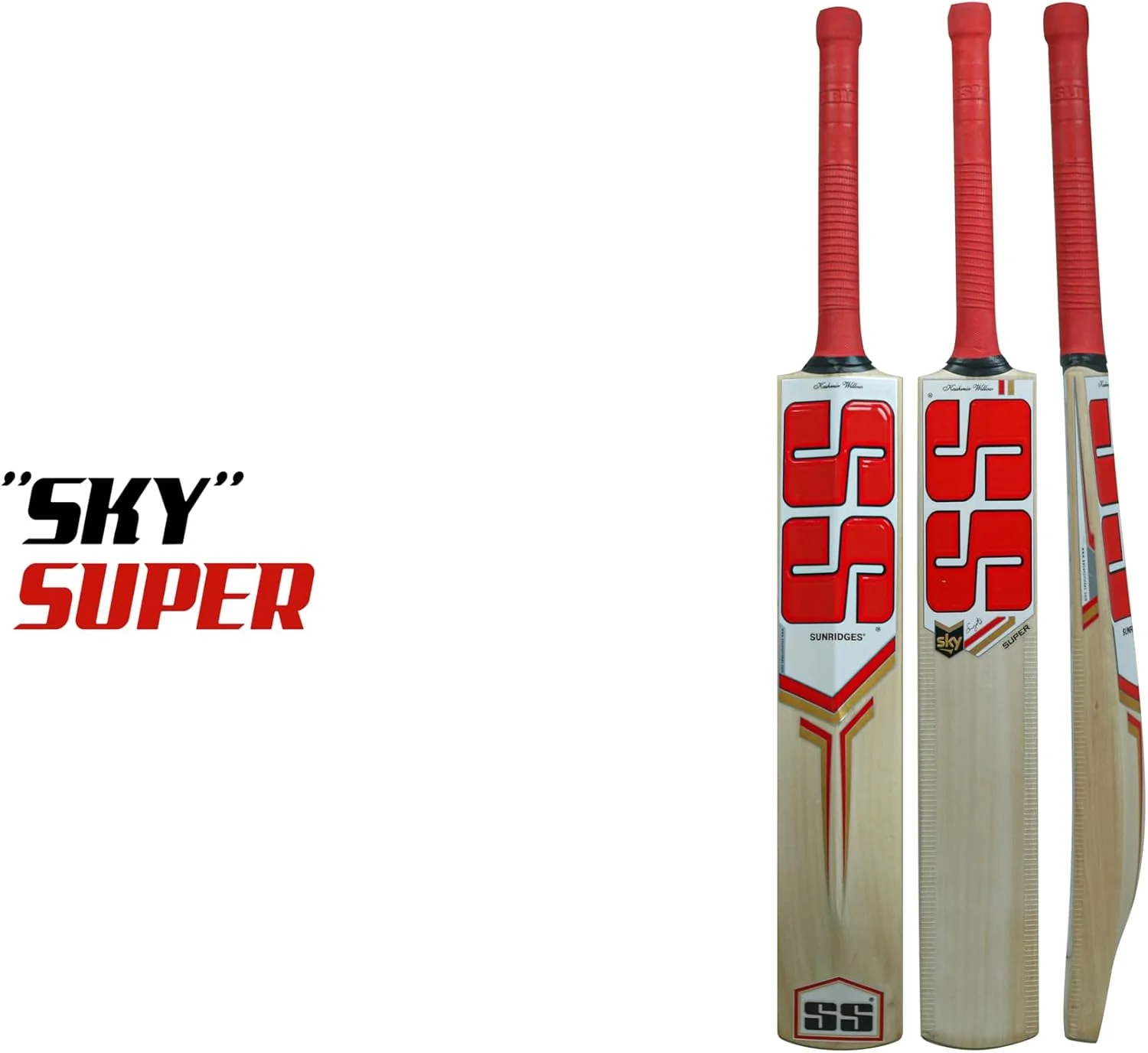 SS Sky Super Premium Cricket Kashmir Willow Leather Ball Cricket Bat Adult Size - Short Handle (Bat Cover Included) - Image 2