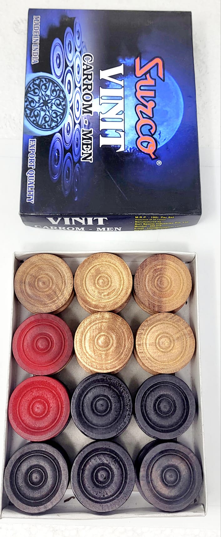 Surco Vinit Wooden Carrom Coins Set - Image 3