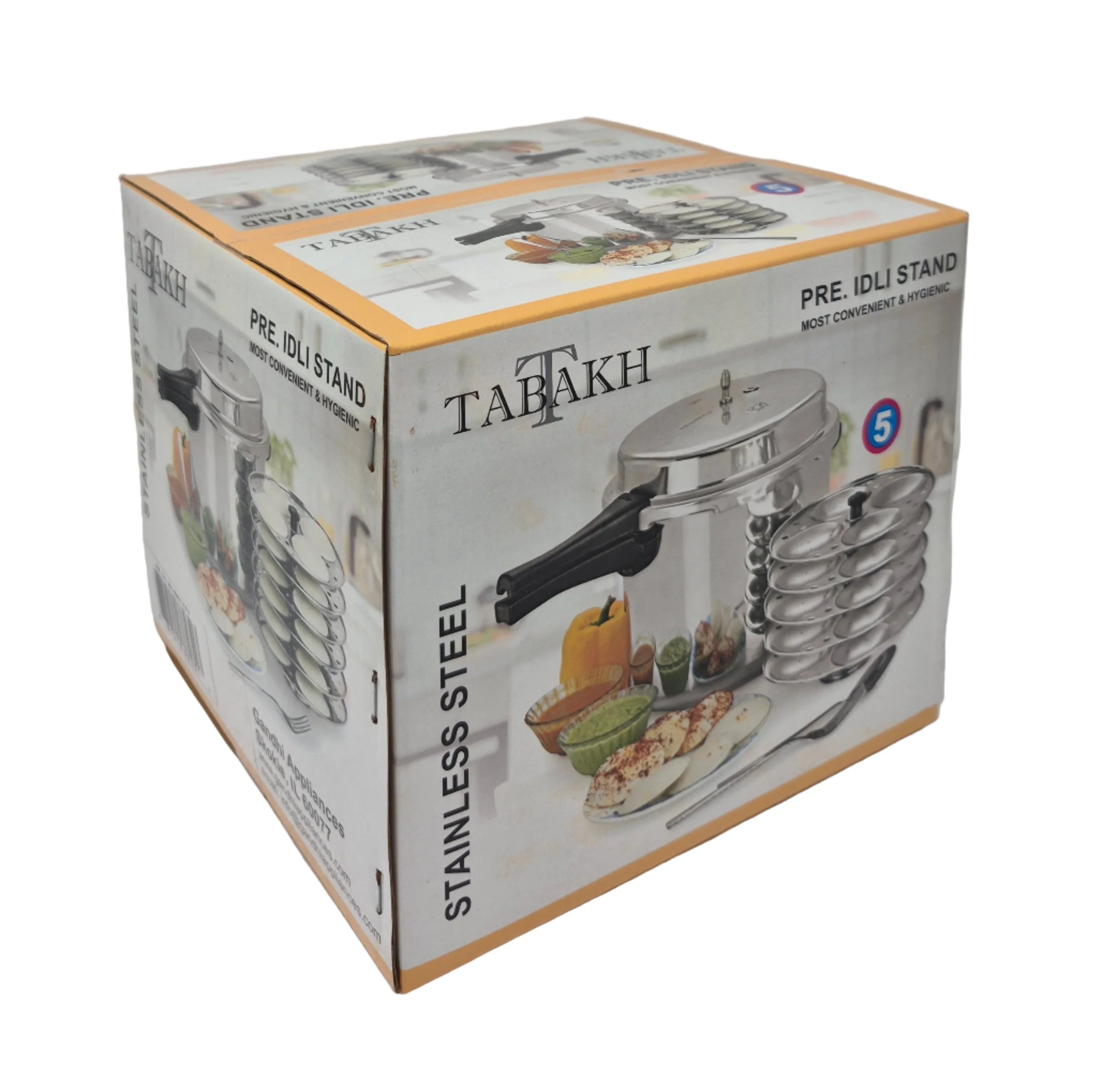 TABAKH Stainless Steel 5-Rack Idli Stand, Makes 20 Idlys - Image 3