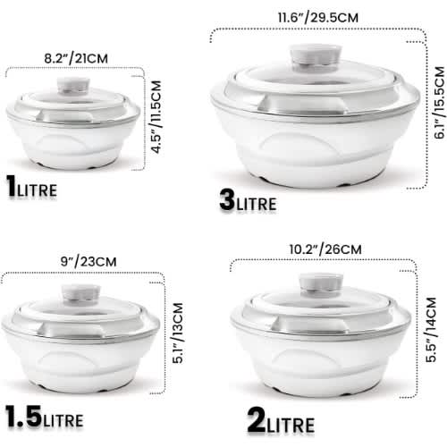 TABAKH CassaGlass Mega Set Of 4 Casserole (1000ml, 1500ml, 2000ml, 3000ml) - Image 3