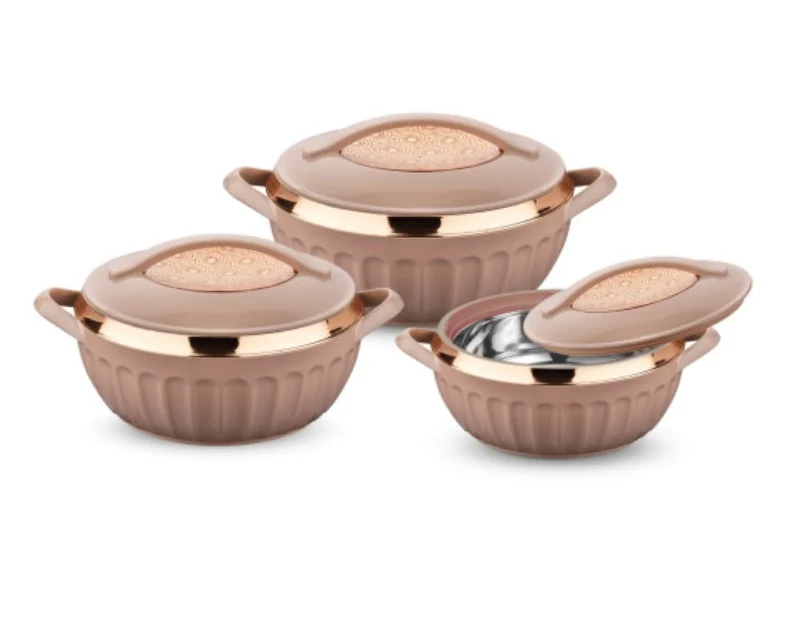 TABAKH Dignity Insulated Hot Pot Set 3pc (2500-3500-5000ml) Rose Beige