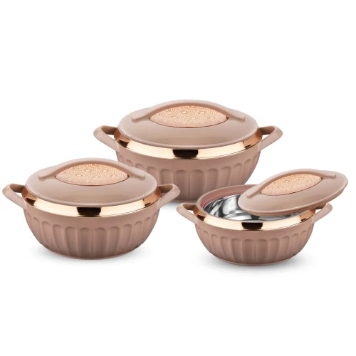 TABAKH Dignity Insulated Hot Pot Set 3pc (2500-3500-5000ml) Rose Beige - Image 2
