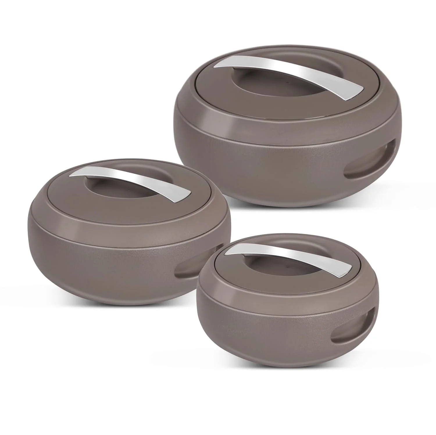 TABAKH Gourmet Inner Stainless Steel Casserole Set of 3 with Lockable Lid (2000+3000+5000 ml), BPA Free | Food Grade Serving Set | Ideal for Chapati, Warm & Fresh Food