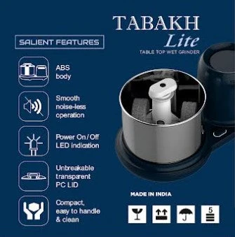 TABAKH Lite 1.5 Liter Stone Wet Grinder with Coconut Scraper, 110V - Open Box - Image 6