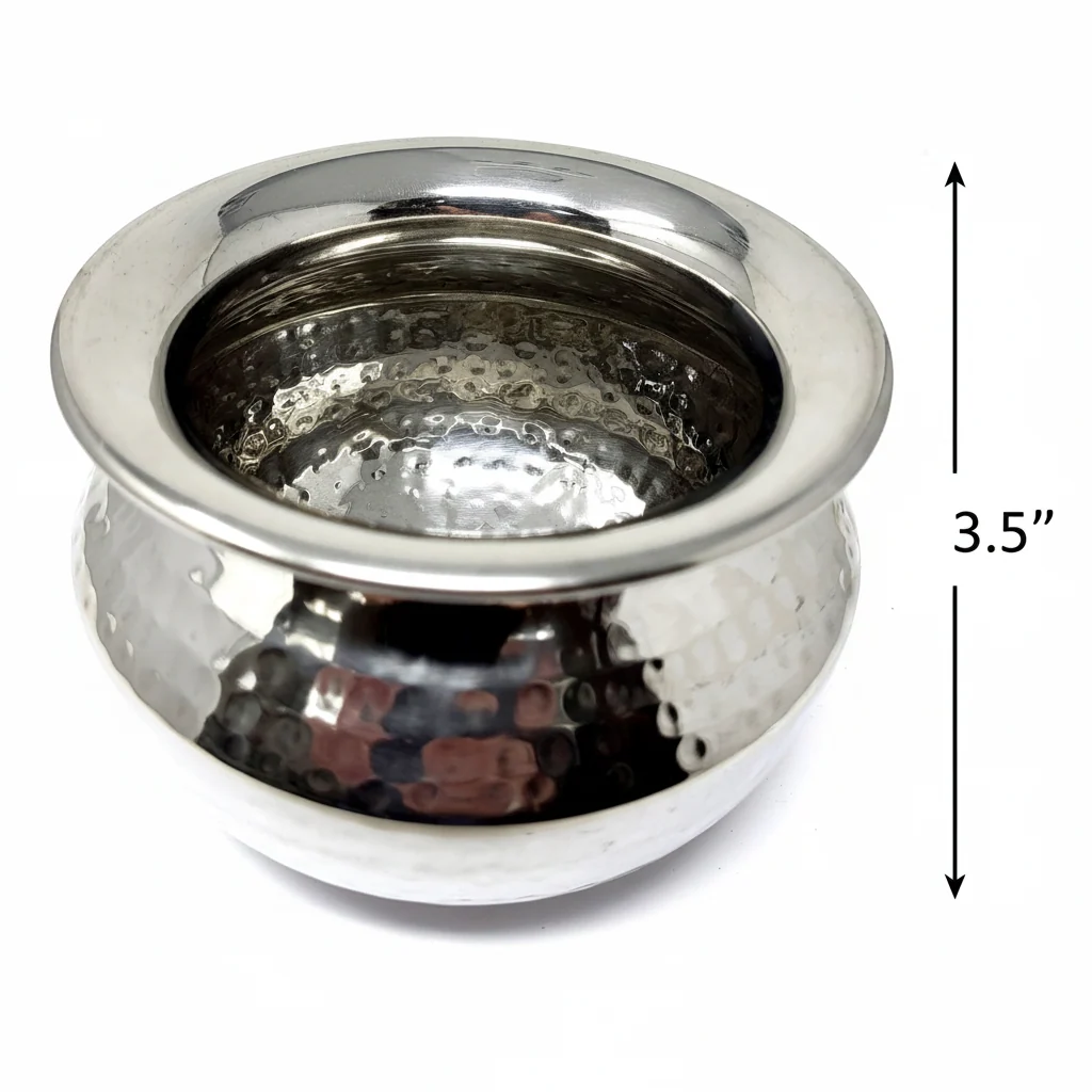 TABAKH Punjabi Style Handi Stainless Steel Size 3 (5" Wide and 3.5" Tall) - Image 3
