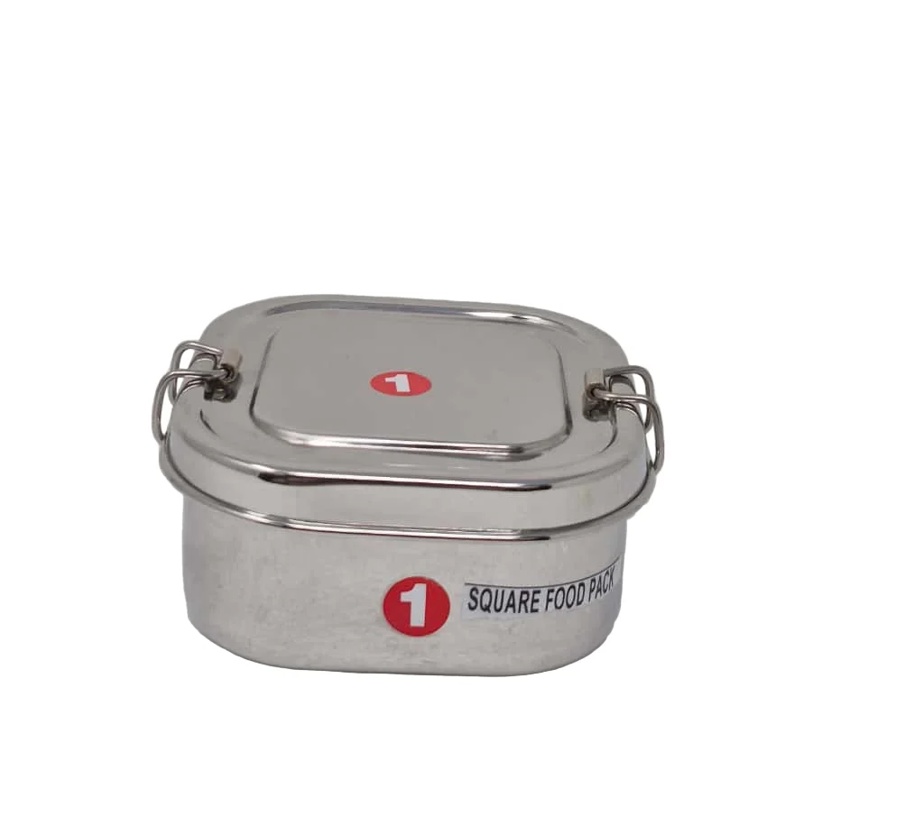 TABAKH Square Stainless Steel Food Pack / Lunch Box Size #1