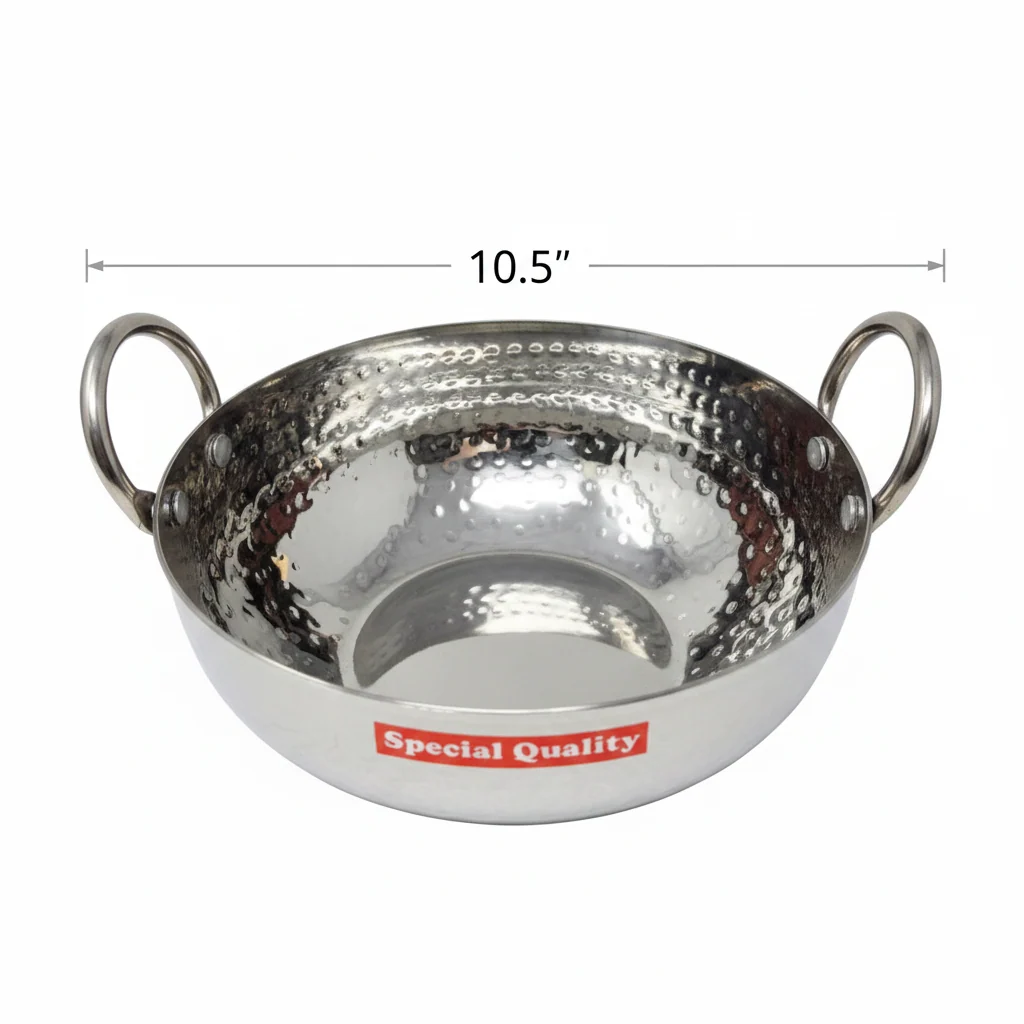 TABAKH Stainless Steel Kadai Flat Bottom - Image 4
