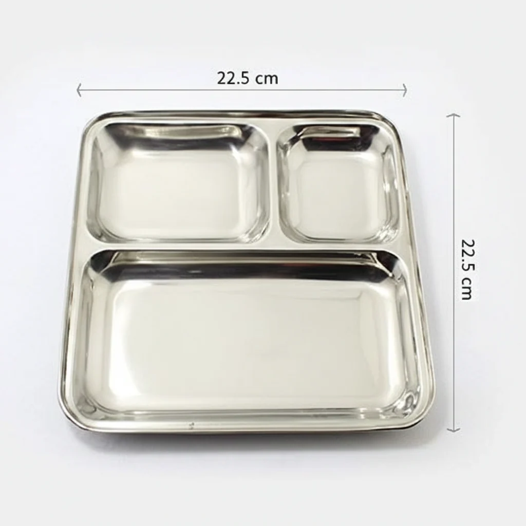 TABAKH Stainless Steel Square Pav Bhaji Plate, 22.5cm - Image 2