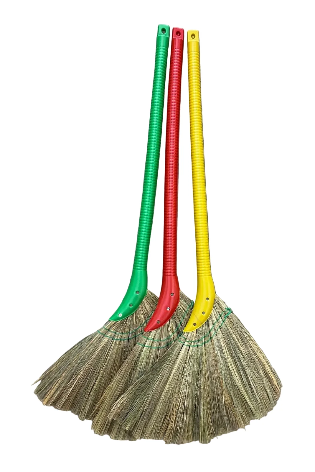TABAKH Vietnam Hand Made Straw Soft Broom with Colored Handle 12" Head Width, 40" Overall Length 1 pc