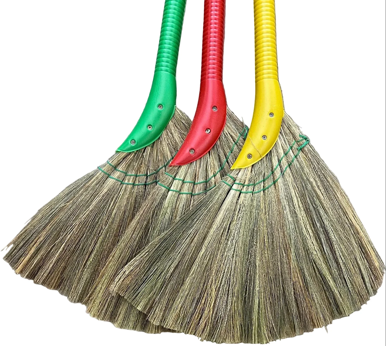TABAKH Vietnam Hand Made Straw Soft Broom with Colored Handle 12" Head Width, 40" Overall Length 1 pc - Image 2