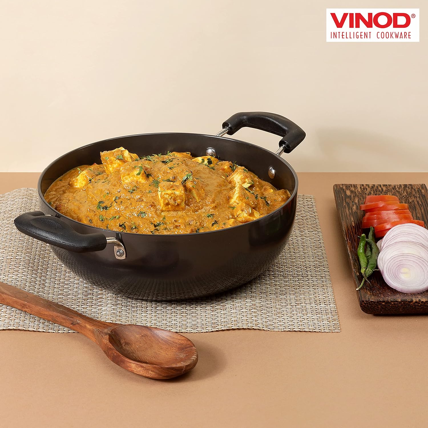 Vinod Cookware Professional Deep Kadhai Friendly – 5.5 Liters (5.8 Quarts) – 28cm – Glass Lid - Image 2