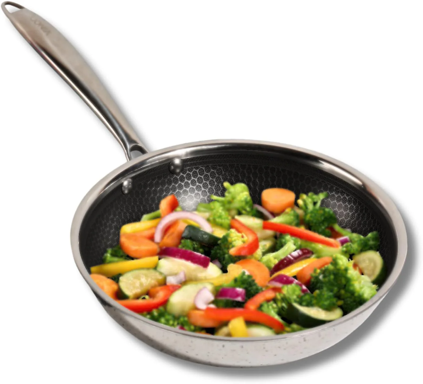 Vinod Nutri-Tech SAS Triply Stainless Steel Fry Pan 26 cm | Honeycomb Pattern Design Inside, Scratch Resistant, Food Safe & PFOA Free
