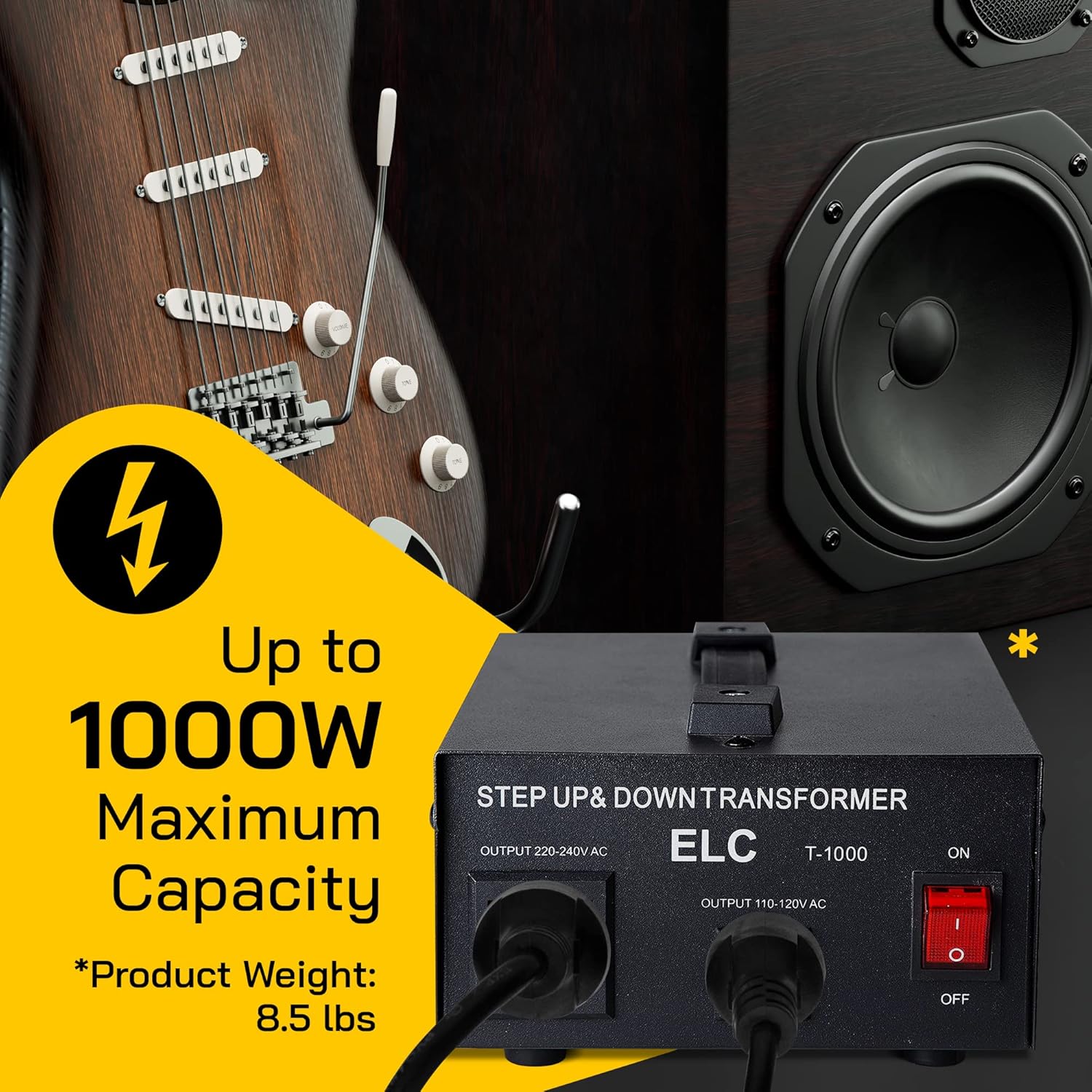 ELC T-1000 Voltage Converter Transformer - Step Up/Down - 110v to 220v / 220v to 110v Power Converter - Circuit Breaker Protection, CE Certified [3-Years Warranty] - Image 6