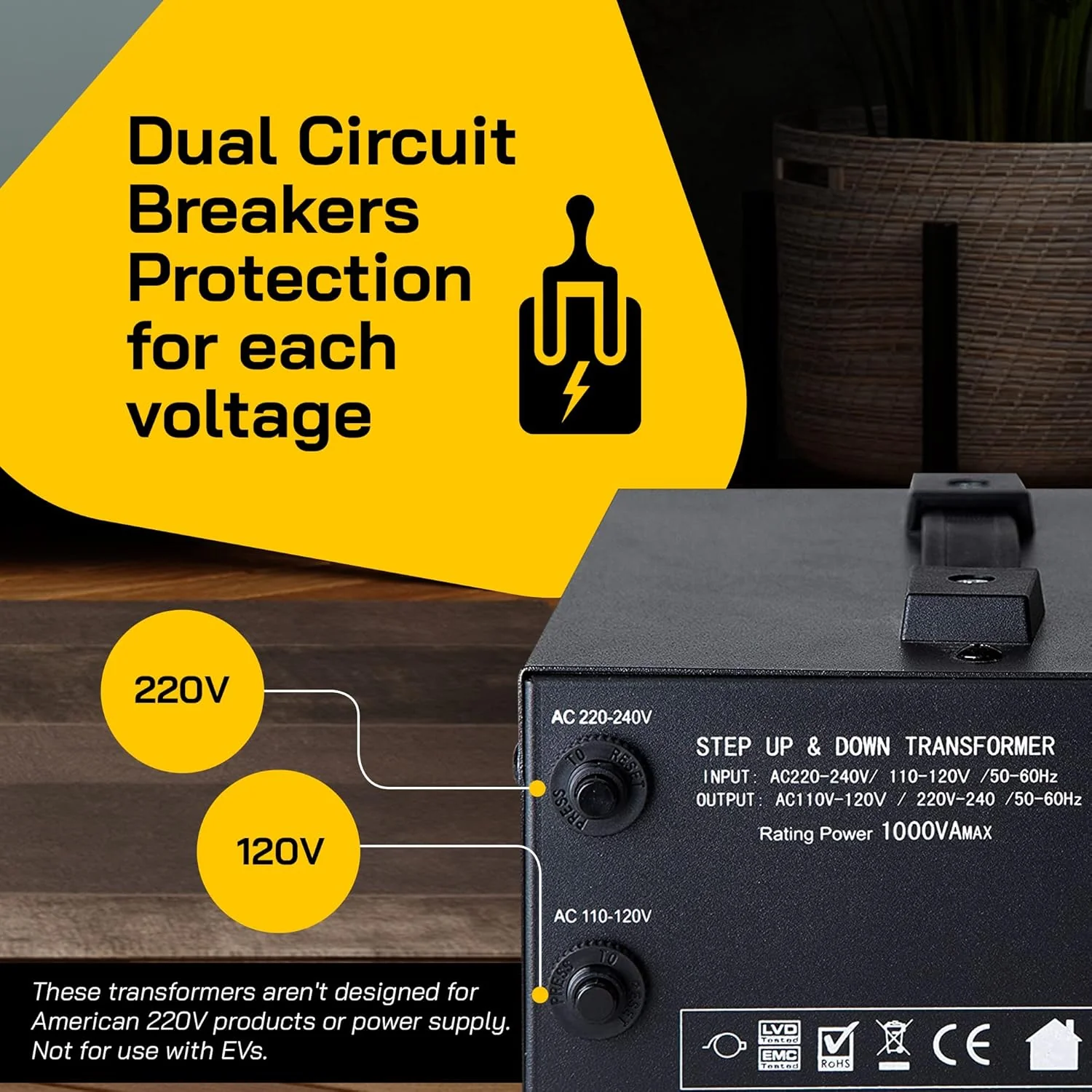ELC T-1000 Voltage Converter Transformer - Step Up/Down - 110v to 220v / 220v to 110v Power Converter - Circuit Breaker Protection, CE Certified [3-Years Warranty] - Image 8