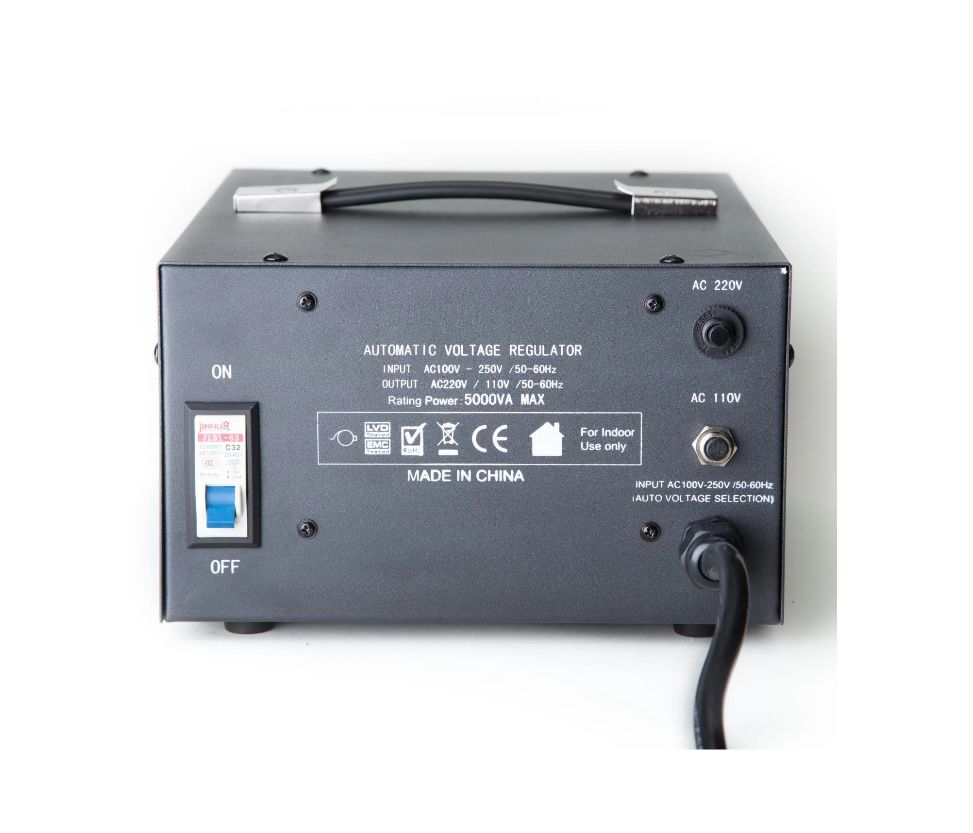 ELC TR-5000 5000 Watt Voltage Regulator with Transformer - Step Up/Down - 110V/220V - Circuit Breaker Protection - Image 2